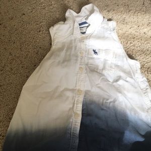 Ombré white and blue button up muscle shirt